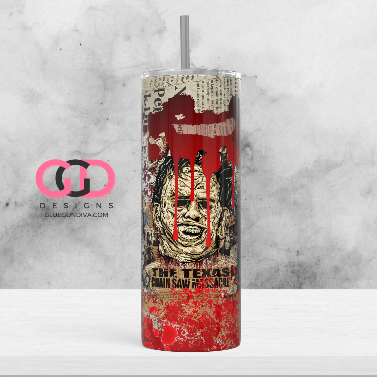Bloody Halloween News -  Digital tumbler wrap for 20 oz skinny straight tumbler