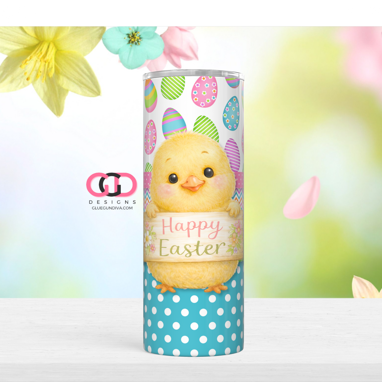 Happy Easter Lil Chick  -  Digital tumbler wrap for 20 oz skinny straight tumbler