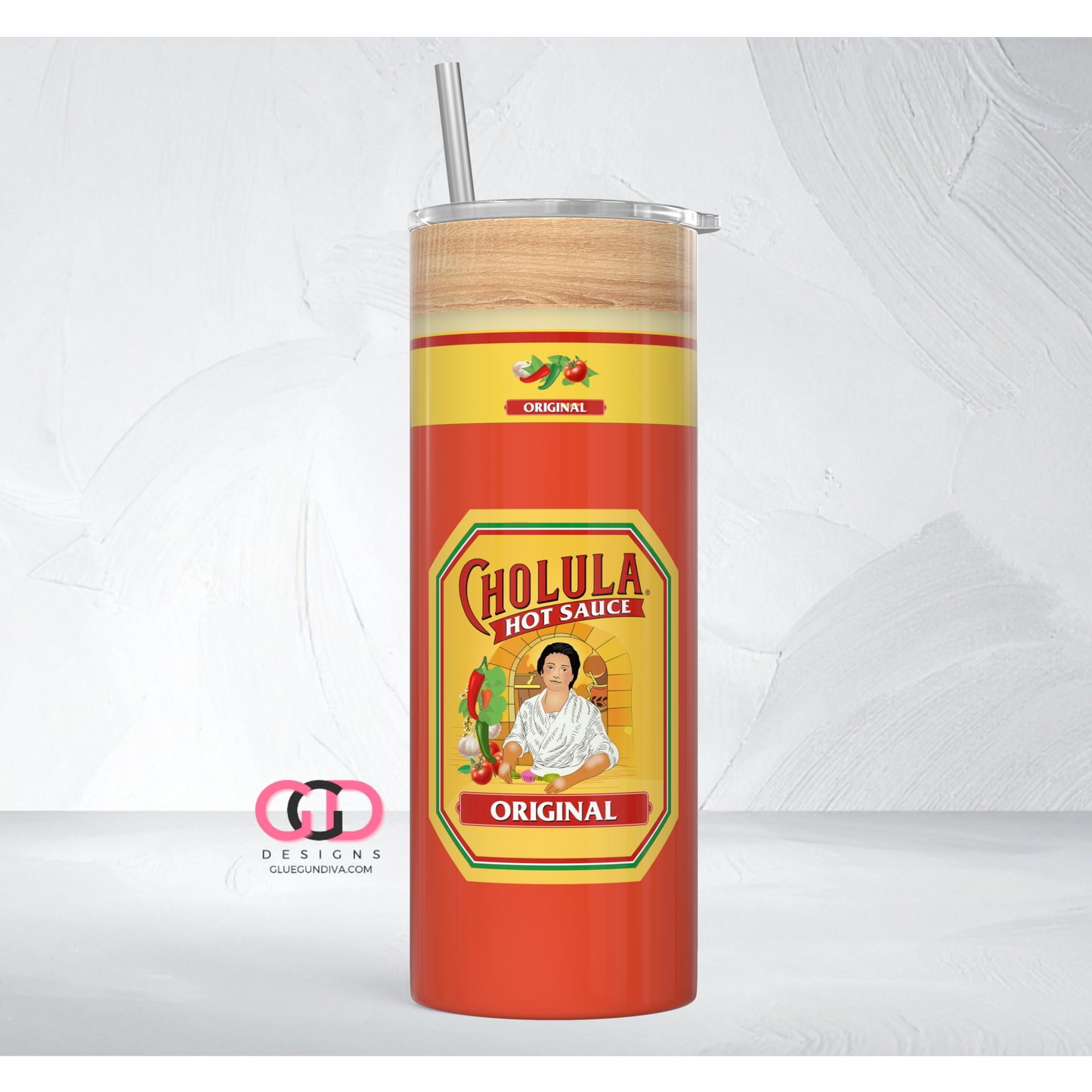 Hot Sauce Bottle - Digital tumbler wrap for 20 oz skinny straight tumbler