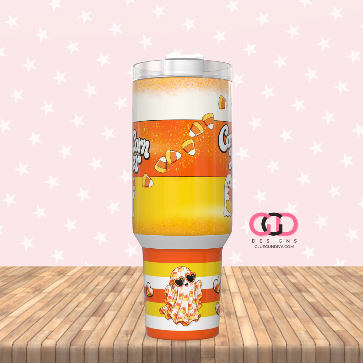 Candy Corn Lover Ghosts -   Digital tumbler wrap for 40 oz tumbler