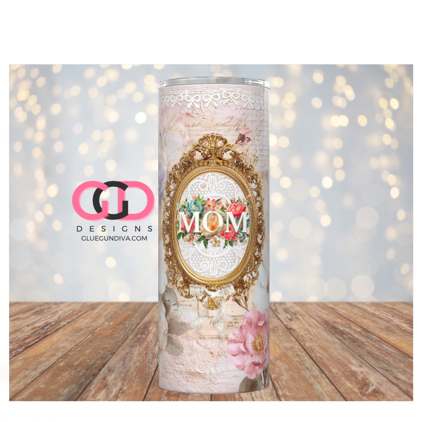 Mom Victorian Collage -   Digital tumbler wrap for 20 oz skinny straight tumbler