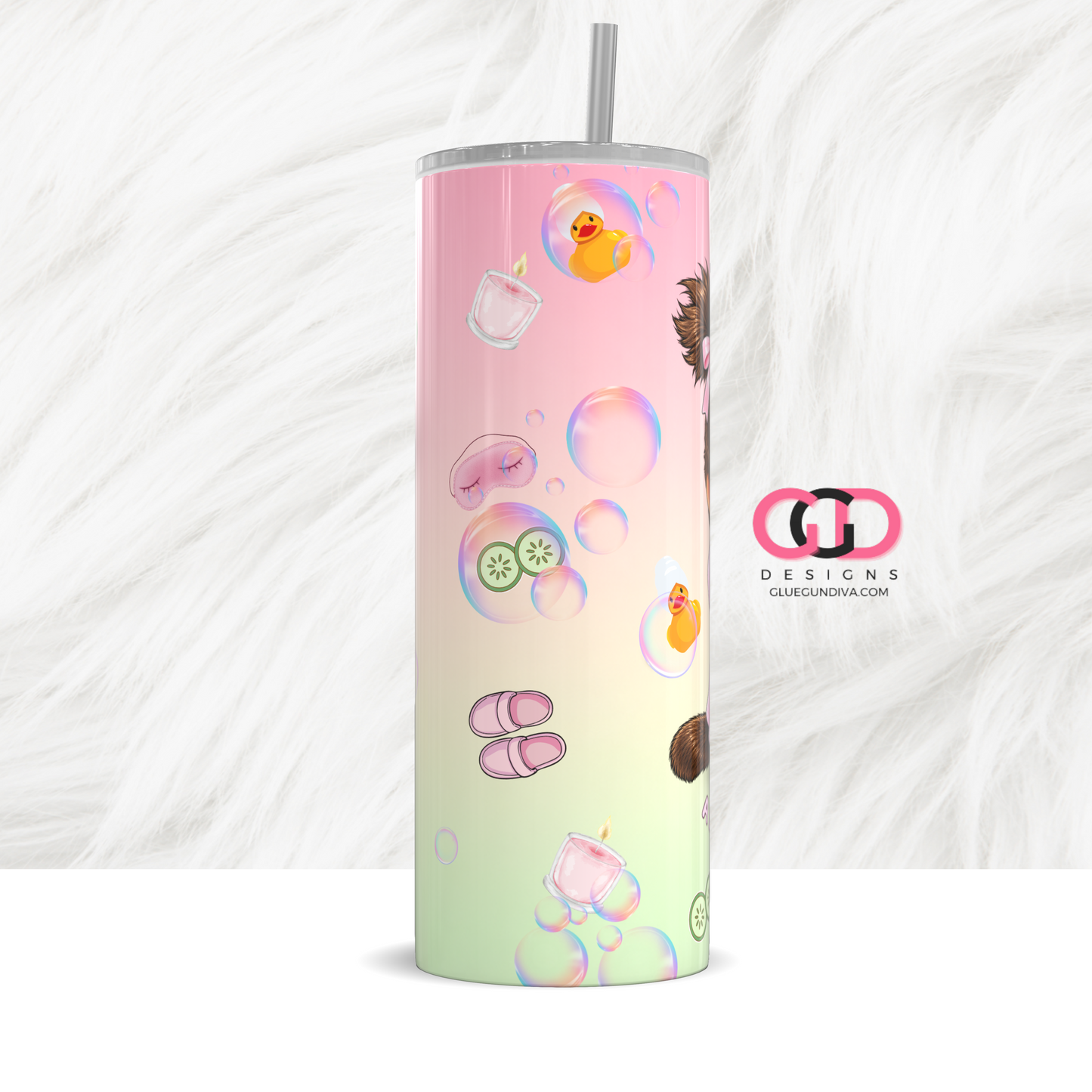 A Little Me Time - Digital tumbler wrap for 20 oz skinny straight tumbler