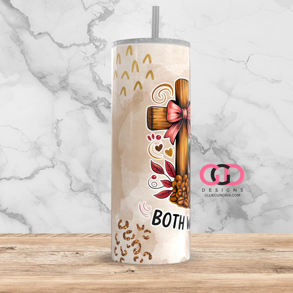 Coffee and Christ -   Digital tumbler wrap for 20 oz skinny straight tumbler