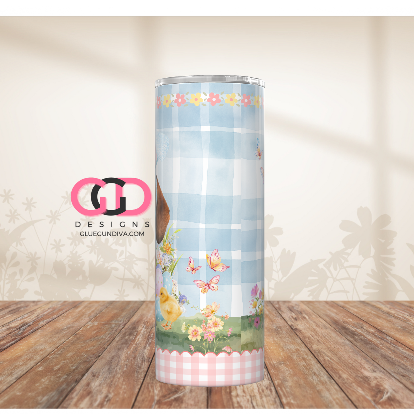 Dachshund Easter Puppy Brown -  Digital tumbler wrap for 20 oz skinny straight tumbler
