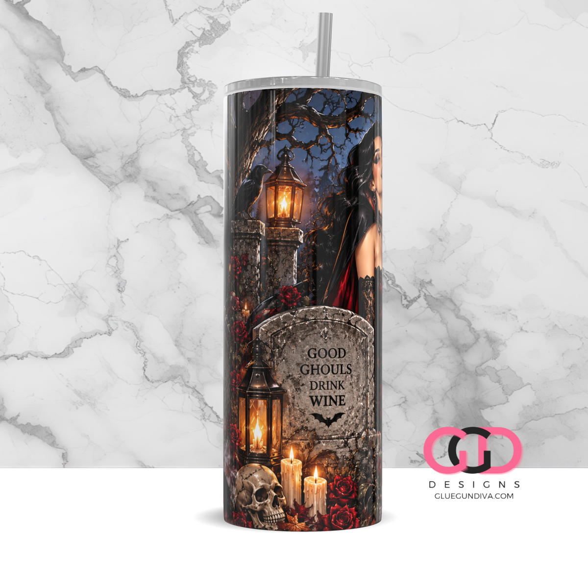 Female Vampire -   Digital tumbler wrap for 20 oz skinny straight tumbler