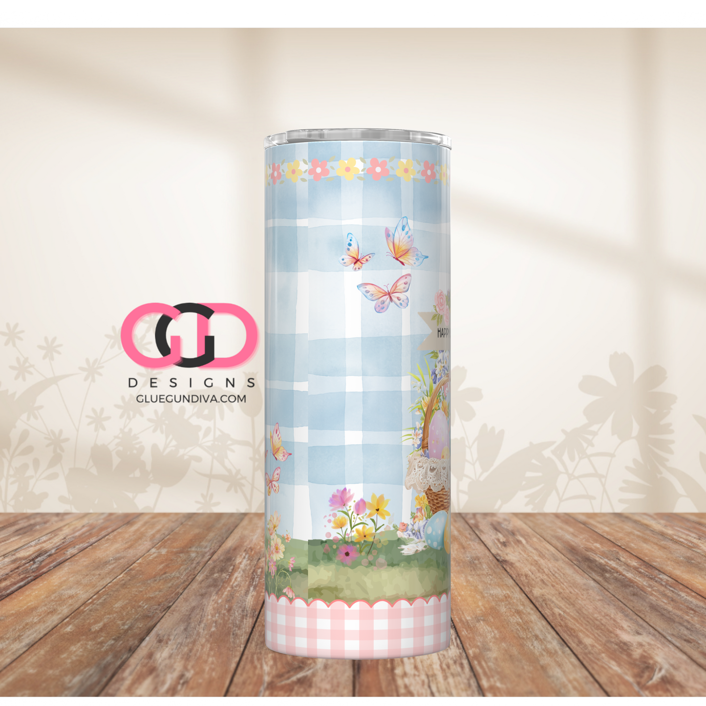 Dachshund Easter Puppy Brown -  Digital tumbler wrap for 20 oz skinny straight tumbler