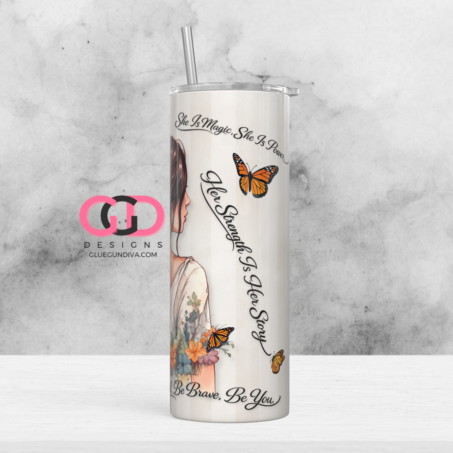 Monarch Femme -   Digital tumbler wrap for 20 oz skinny straight tumbler