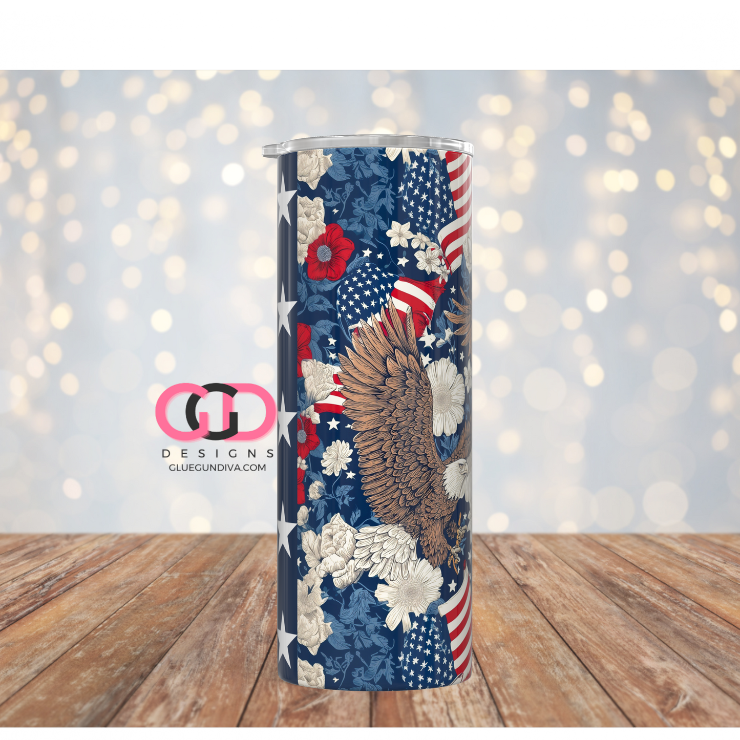 USA Eagle Pattern -  Digital tumbler wrap for 20 oz skinny straight tumbler