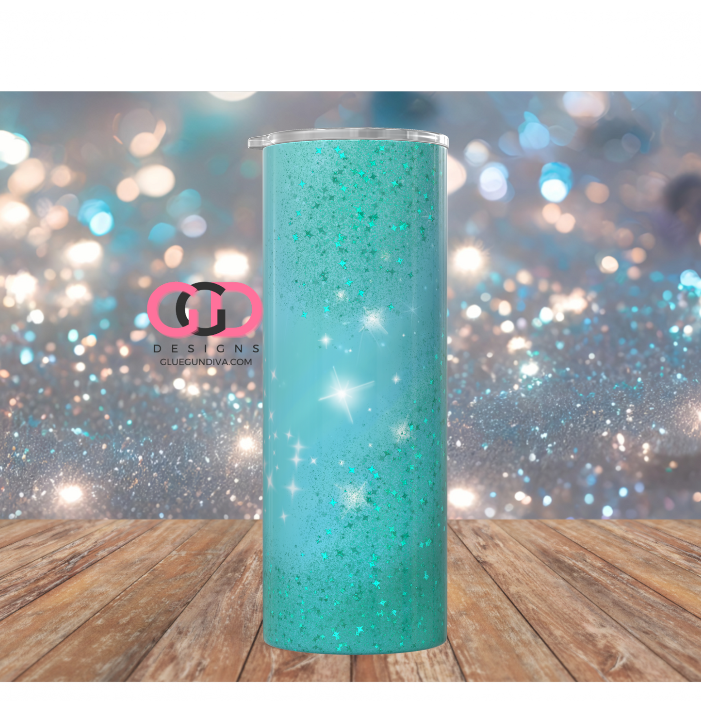 Green and Blue Glitter -   Digital tumbler wrap for 20 oz skinny straight tumbler