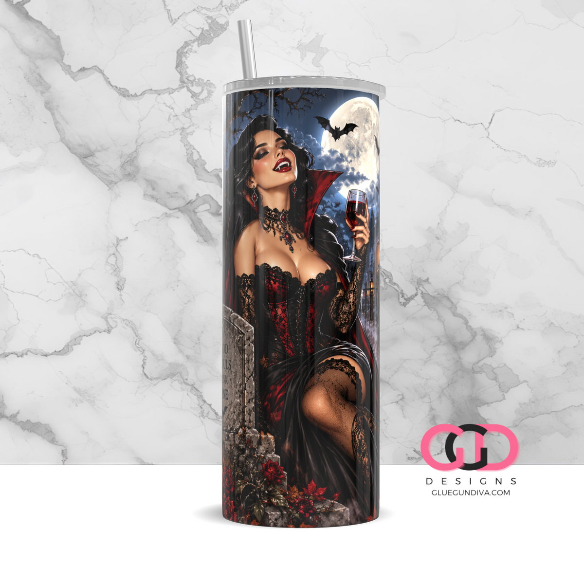 Female Vampire -   Digital tumbler wrap for 20 oz skinny straight tumbler