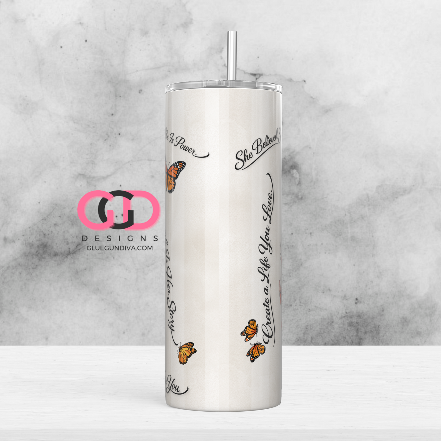 Monarch Femme -   Digital tumbler wrap for 20 oz skinny straight tumbler