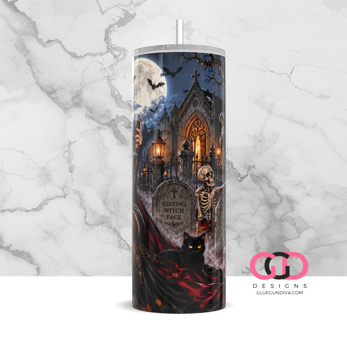 Female Vampire -   Digital tumbler wrap for 20 oz skinny straight tumbler
