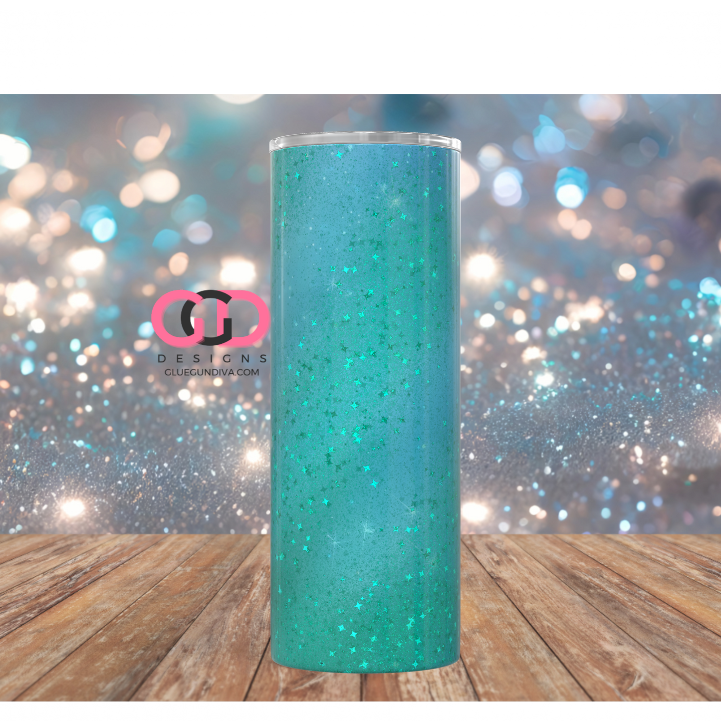 Green and Blue Glitter -   Digital tumbler wrap for 20 oz skinny straight tumbler