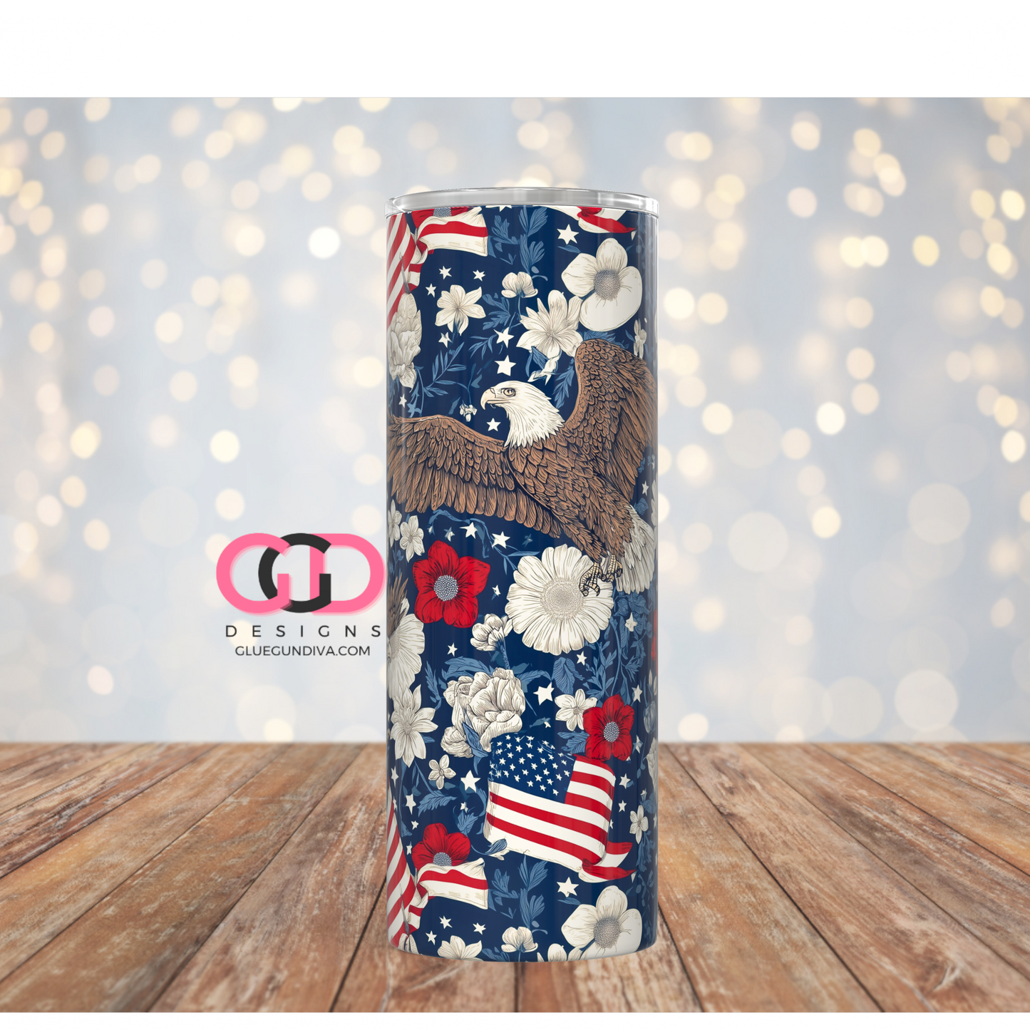 USA Eagle Pattern -  Digital tumbler wrap for 20 oz skinny straight tumbler