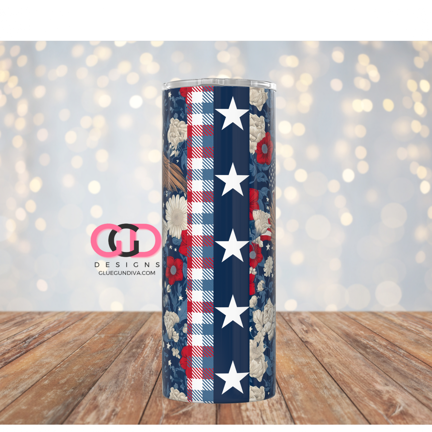 USA Eagle Pattern -  Digital tumbler wrap for 20 oz skinny straight tumbler