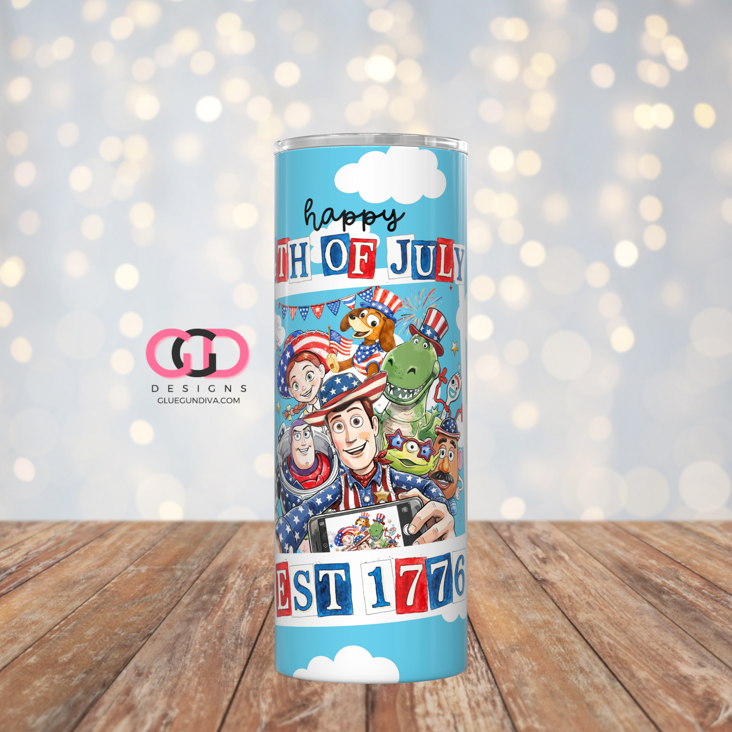 Toys Fourth of July-   Digital tumbler wrap for 20 oz skinny straight tumbler