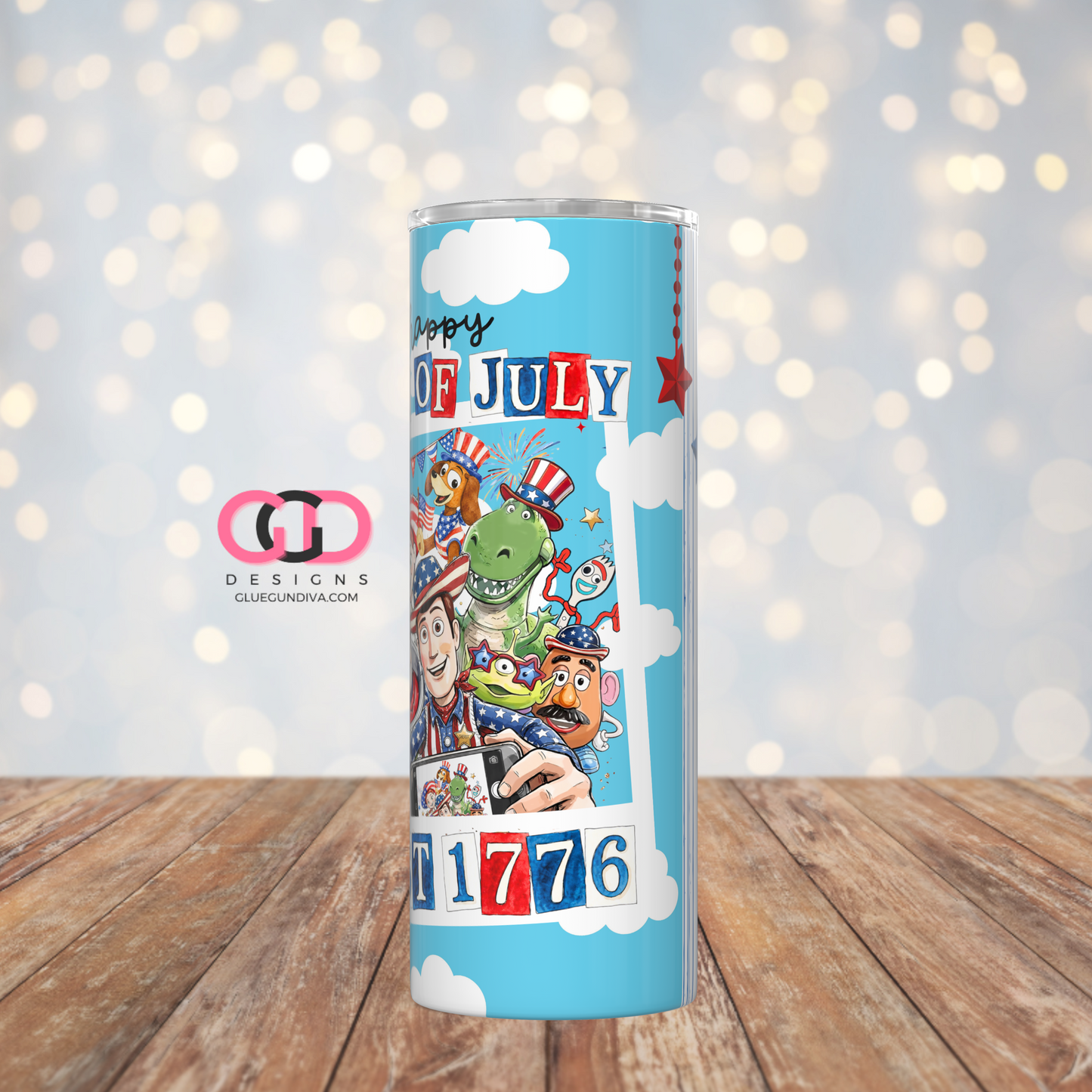 Toys Fourth of July-   Digital tumbler wrap for 20 oz skinny straight tumbler