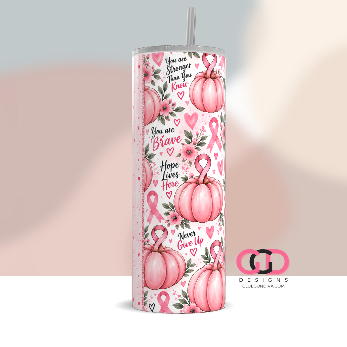 You Are Brave - Digital tumbler wrap for 20 oz skinny straight tumbler