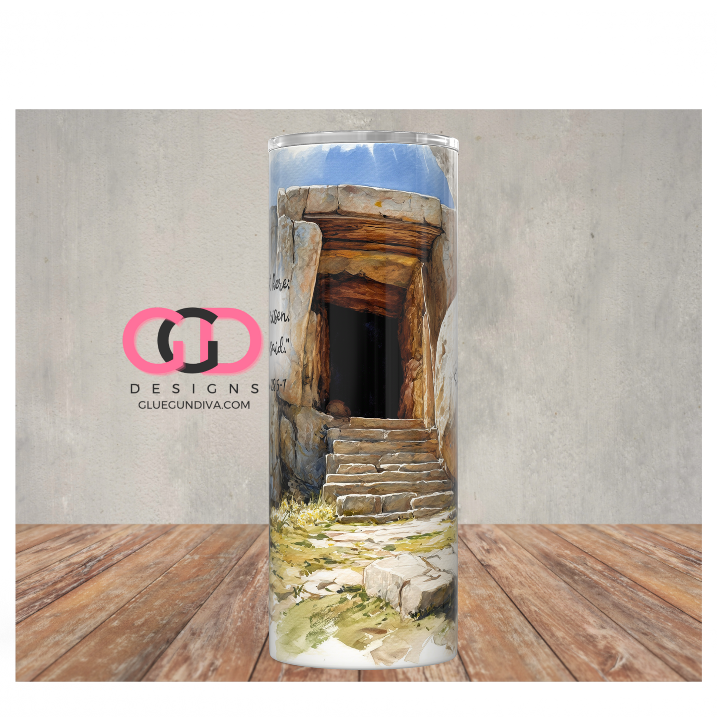 He Is Not Here Bible Verse -  Digital tumbler wrap for 20 oz skinny straight tumbler