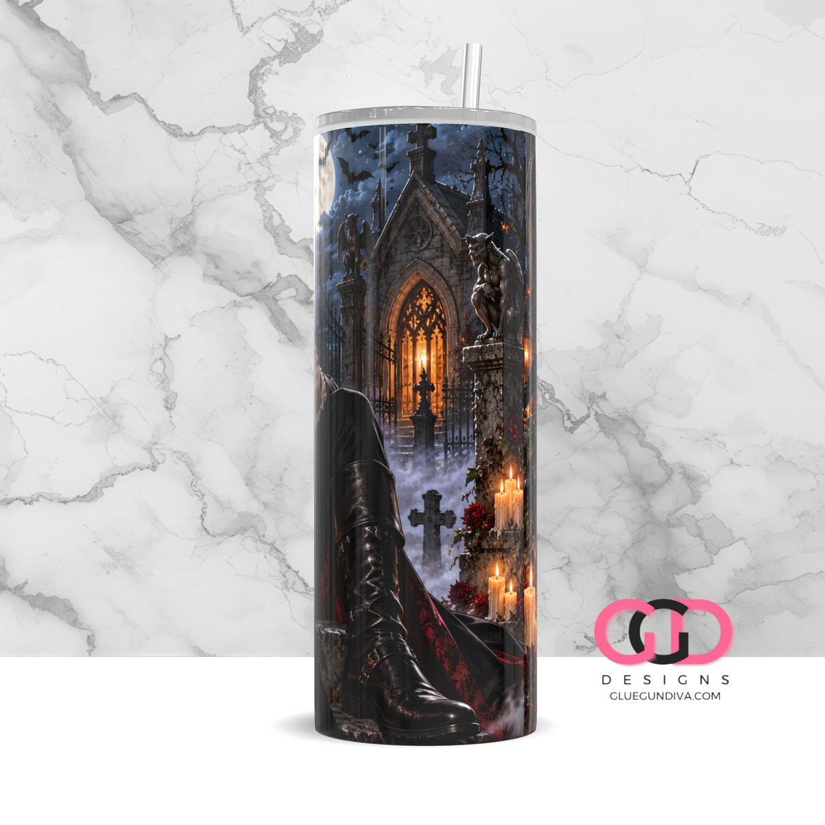 Male Vampire -   Digital tumbler wrap for 20 oz skinny straight tumbler