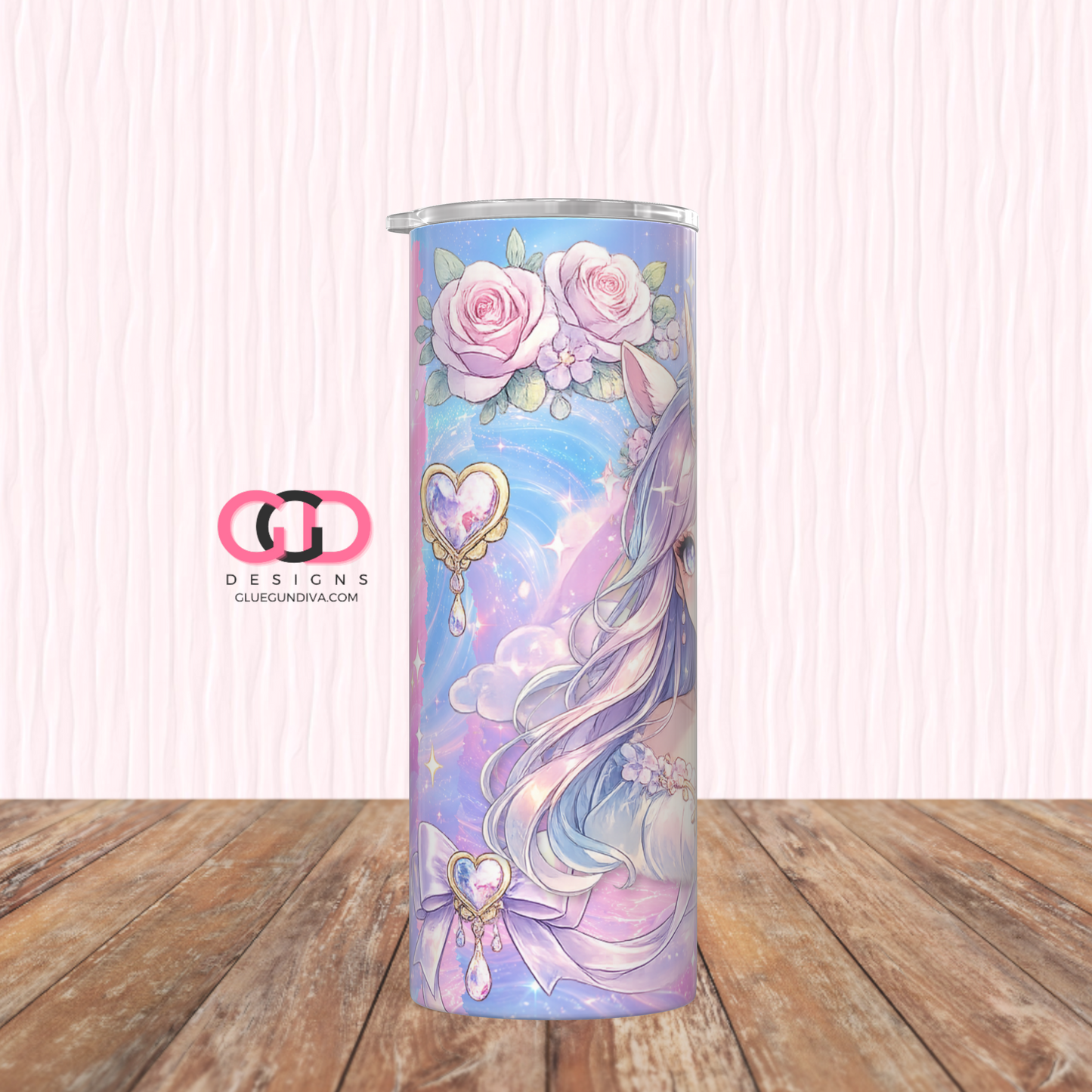 Unicorn Princess -   Digital tumbler wrap for 20 oz skinny straight tumbler