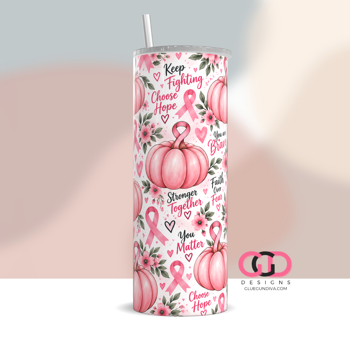 You Are Brave - Digital tumbler wrap for 20 oz skinny straight tumbler