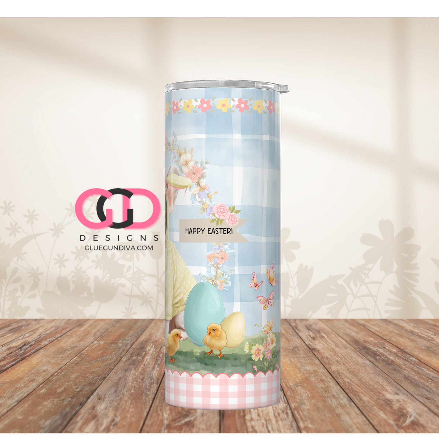 French Bulldog Easter Puppy 1 -  Digital tumbler wrap for 20 oz skinny straight tumbler