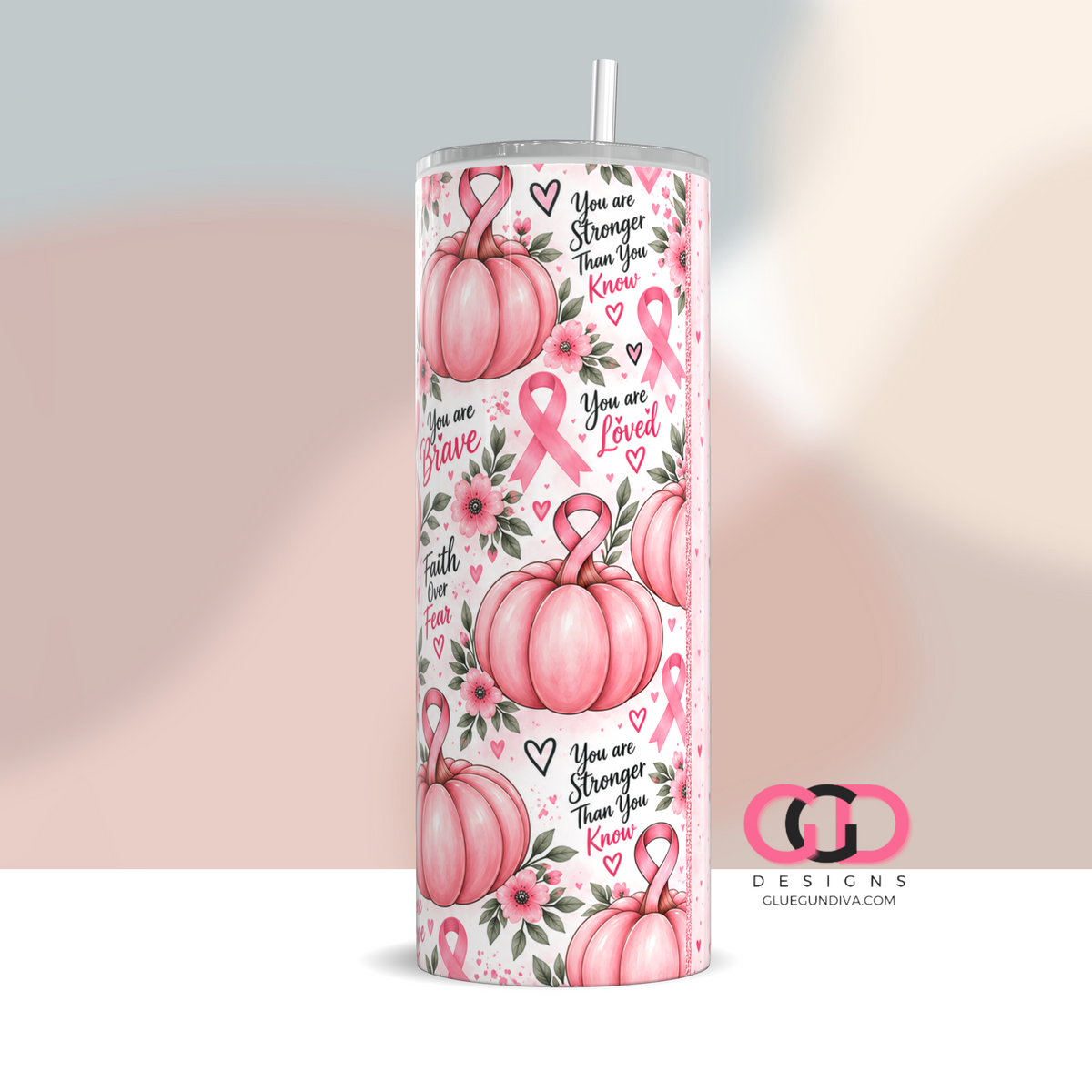 You Are Brave - Digital tumbler wrap for 20 oz skinny straight tumbler