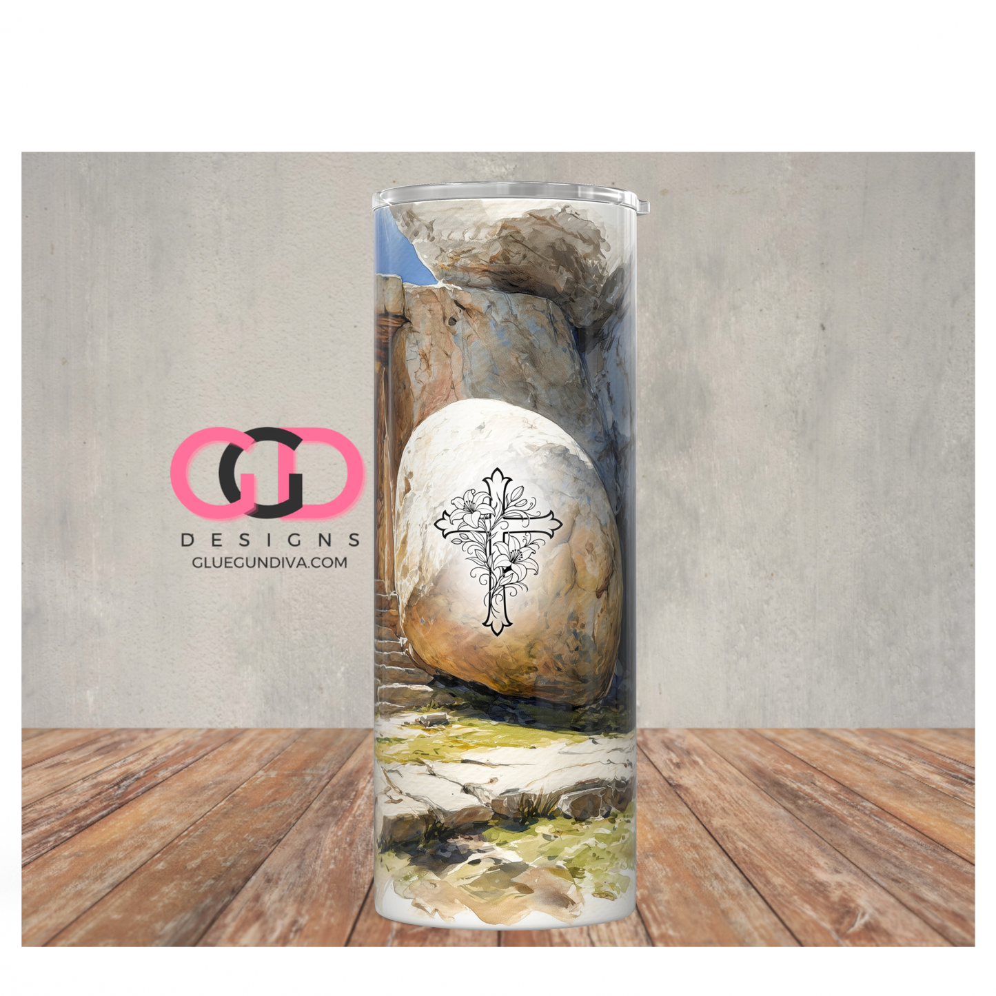 He Is Not Here Bible Verse -  Digital tumbler wrap for 20 oz skinny straight tumbler