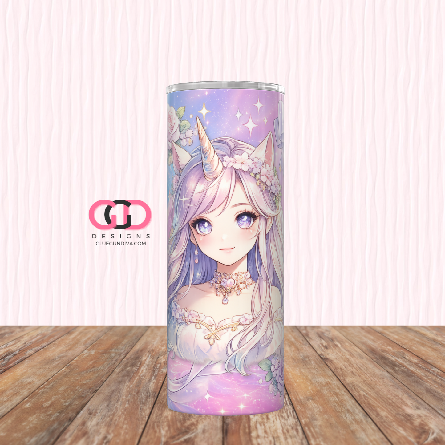 Unicorn Princess -   Digital tumbler wrap for 20 oz skinny straight tumbler