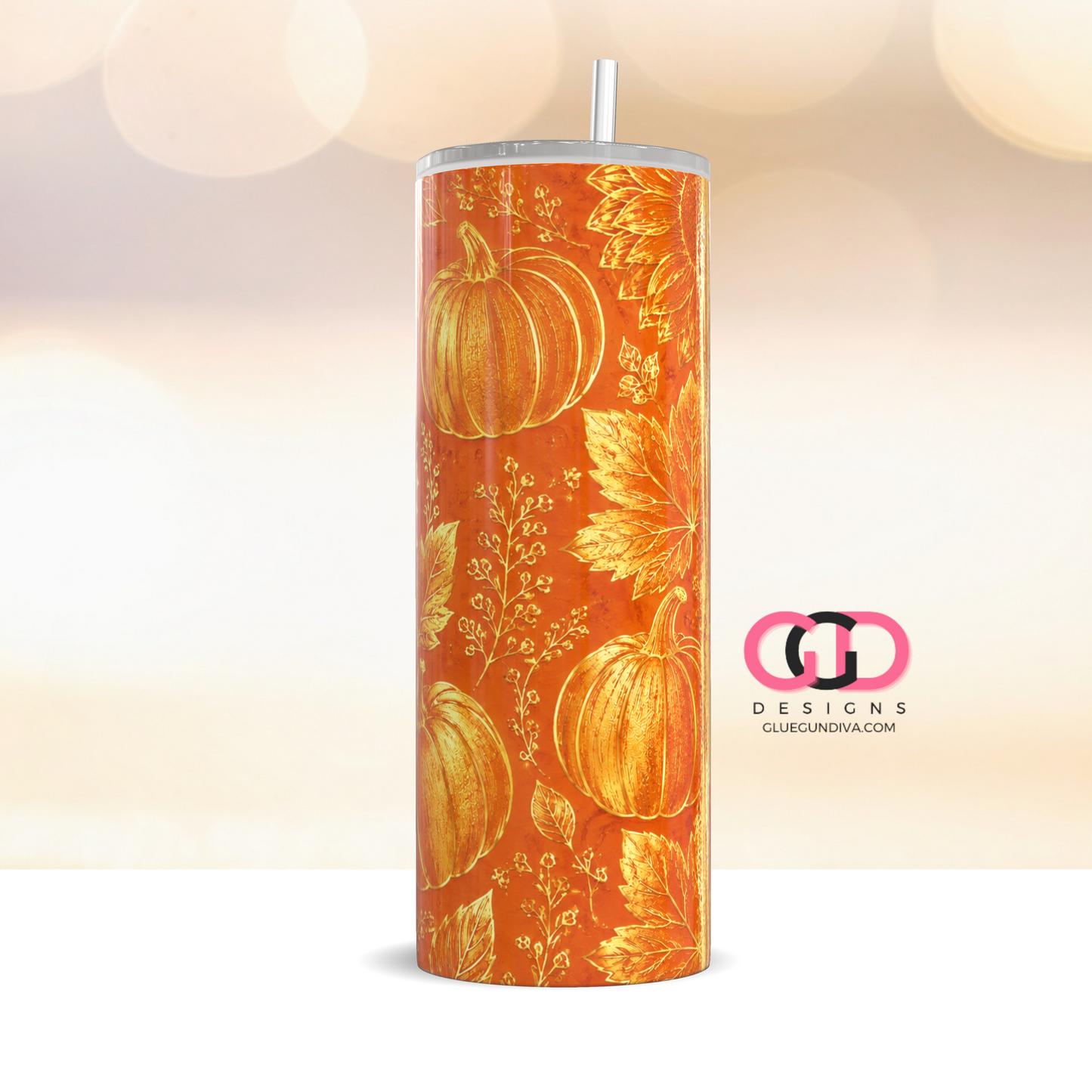 Foil Fall -   Digital tumbler wrap for 20 oz skinny straight tumbler