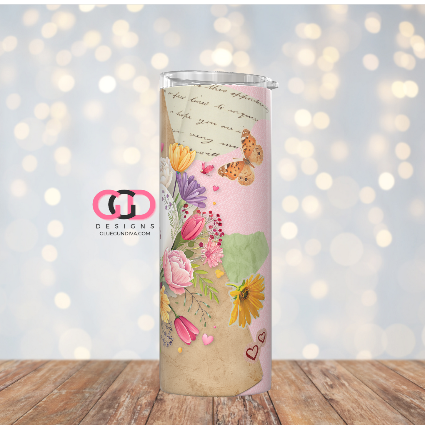 Happy Mother's Day Paper Collage -   Digital tumbler wrap for 20 oz skinny straight tumbler