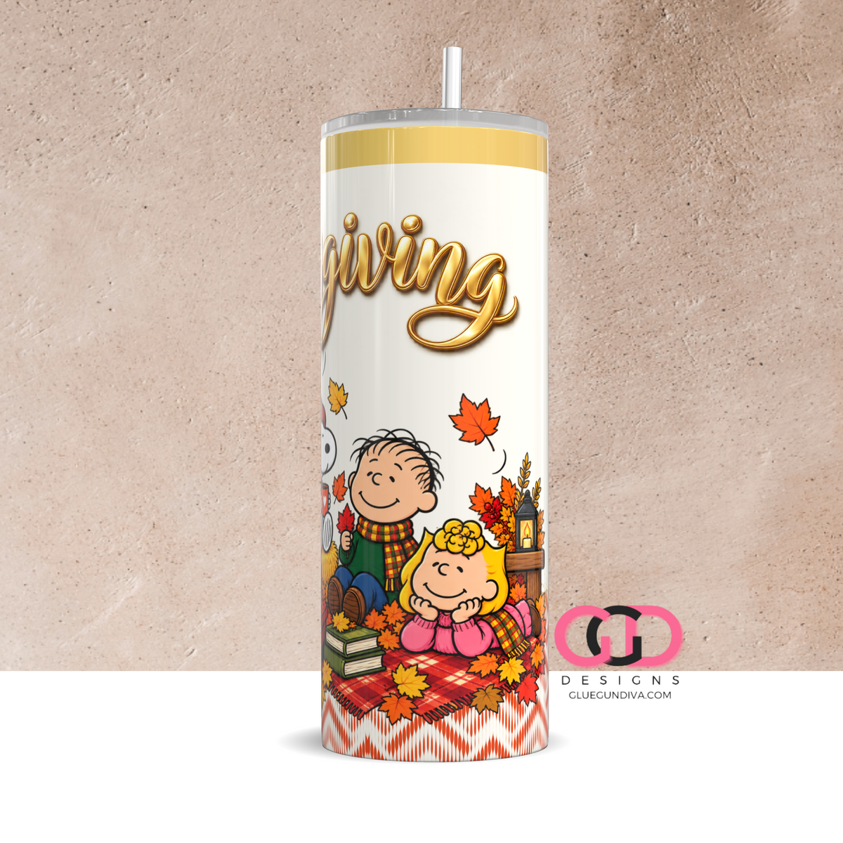 Friendsgiving Fall -  Digital tumbler wrap for 20 oz skinny straight tumbler