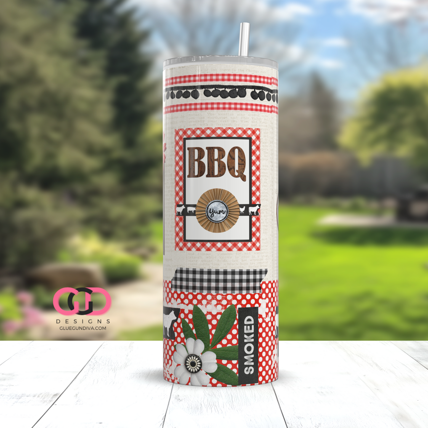 Smokin Hot BBQ -  Digital tumbler wrap for 20 oz skinny straight tumbler