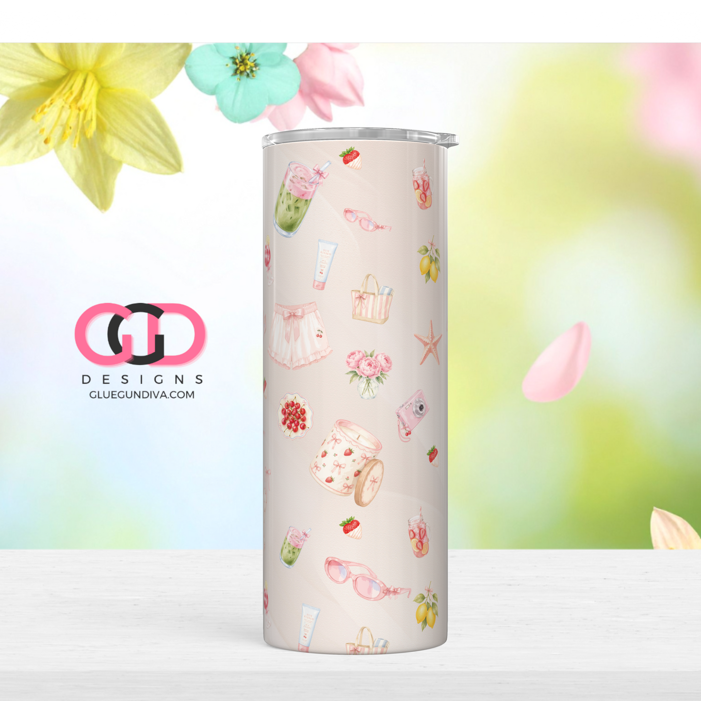 Soft Summer -  Digital tumbler wrap for 20 oz skinny straight tumbler