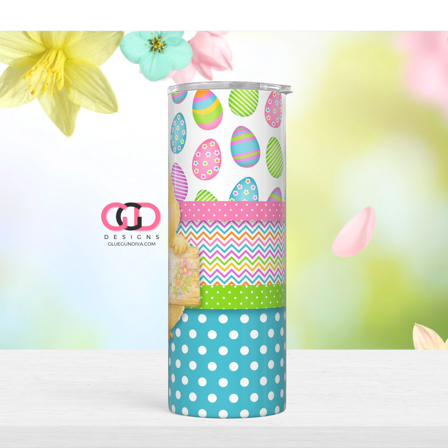 Happy Easter Lil Chick  -  Digital tumbler wrap for 20 oz skinny straight tumbler