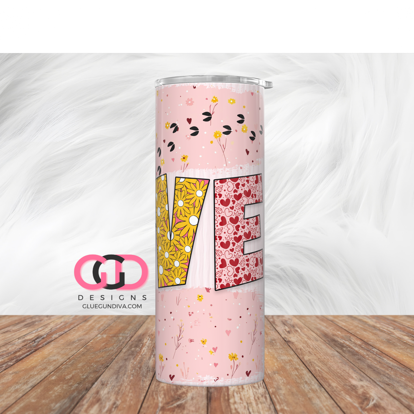 Piggy Love - Digital tumbler wrap for 20 oz skinny straight tumbler