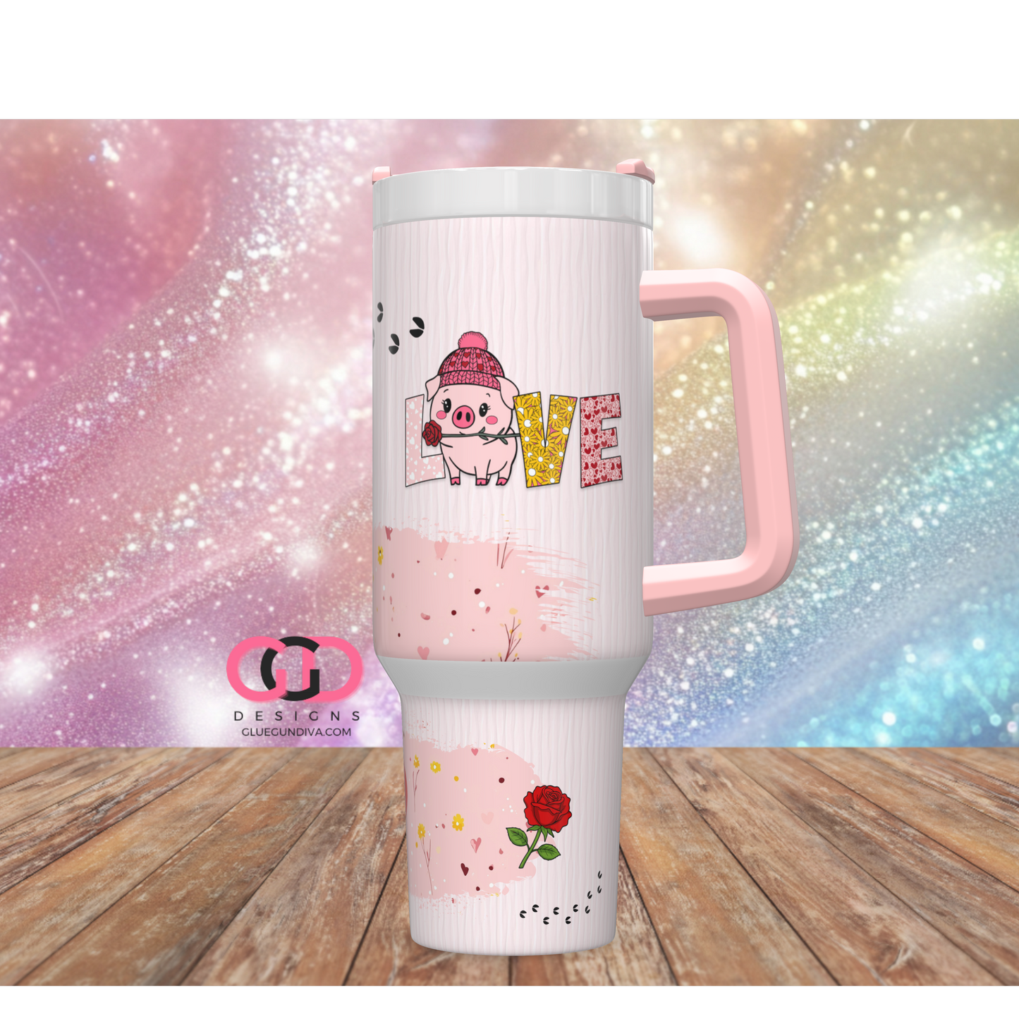 Piggy Love -   Digital tumbler wrap for 40 oz tumbler