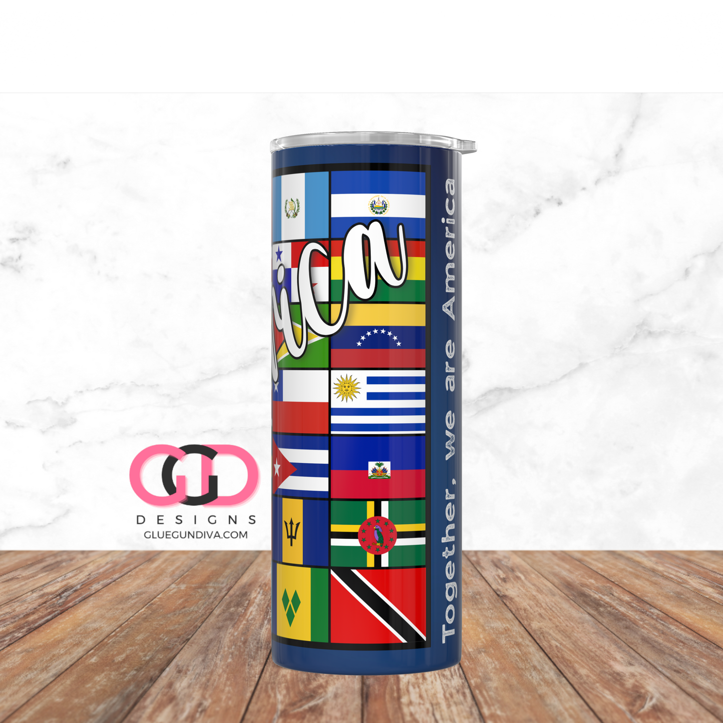 Together we are America -   Digital tumbler wrap for 20 oz skinny straight tumbler