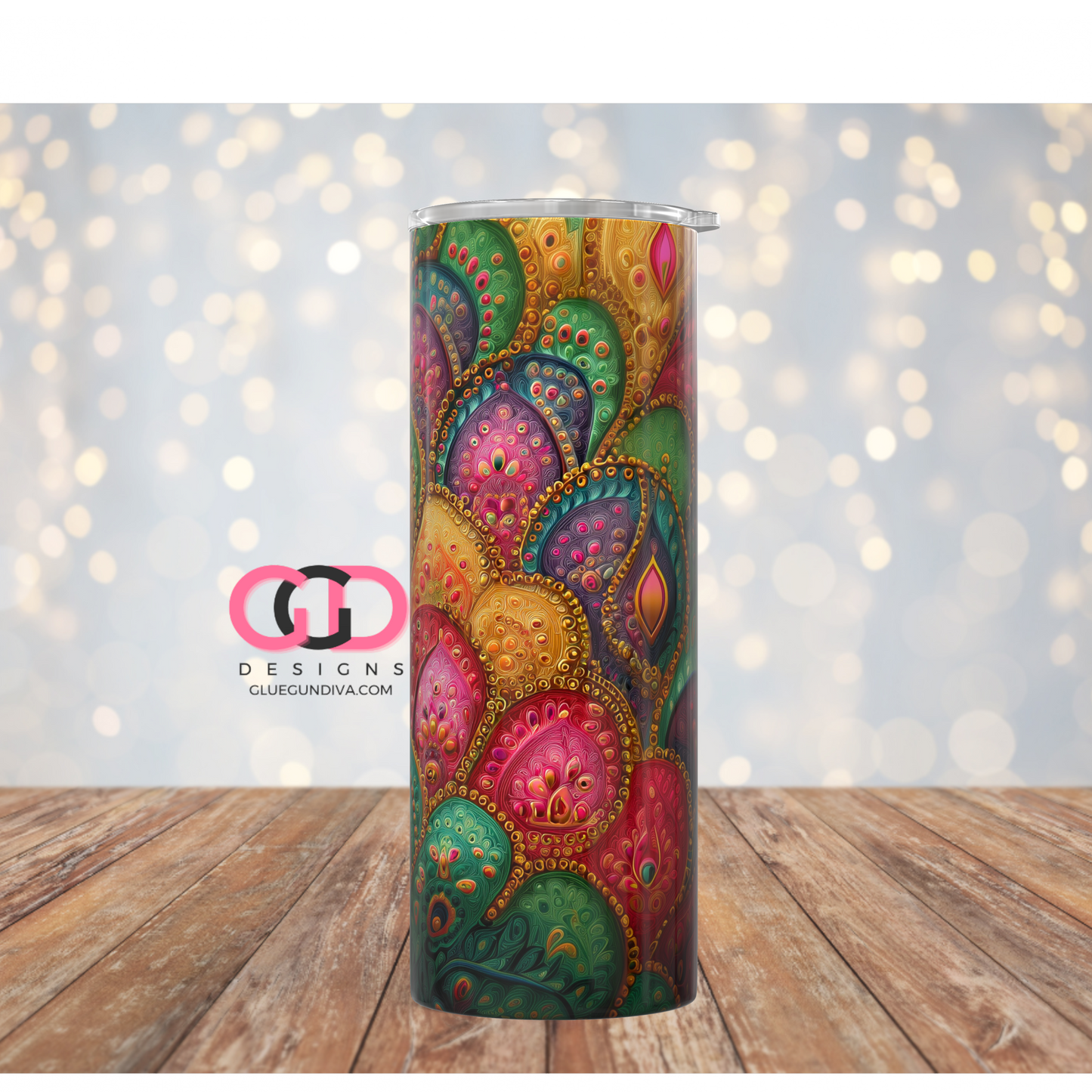 Indian Pattern -  Digital tumbler wrap for 20 oz skinny straight tumbler