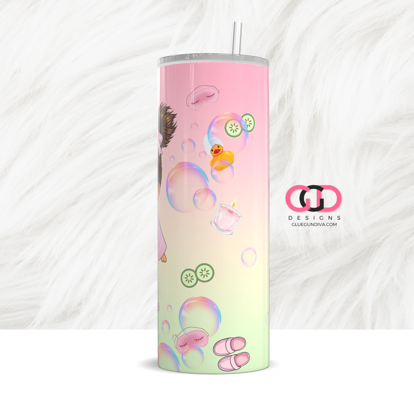 A Little Me Time - Digital tumbler wrap for 20 oz skinny straight tumbler