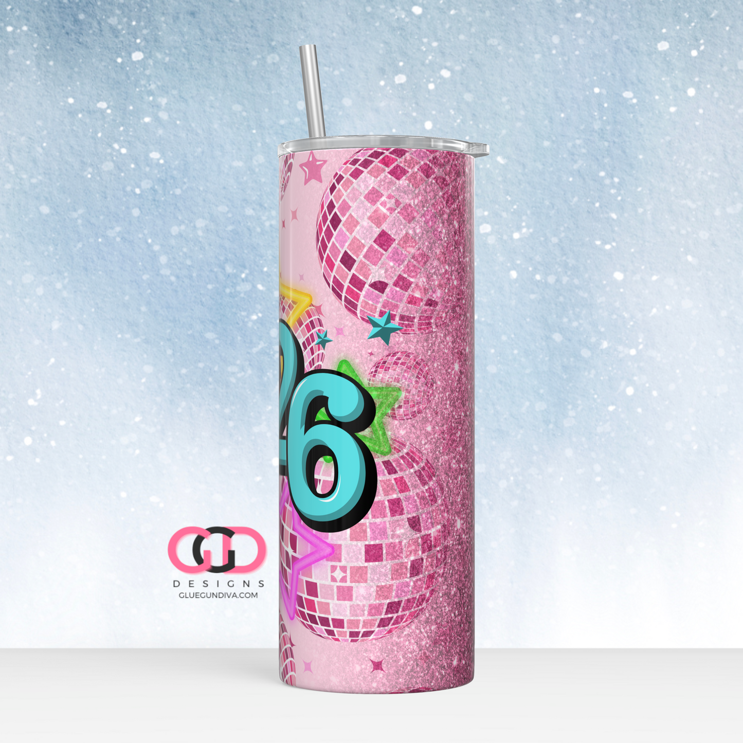Happy New Year 2026 Disco -   Digital tumbler wrap for 20 oz skinny straight tumbler