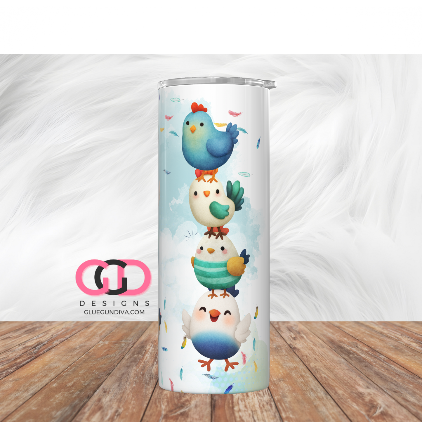 Chicken Fun -   Digital tumbler wrap for 20 oz skinny straight tumbler