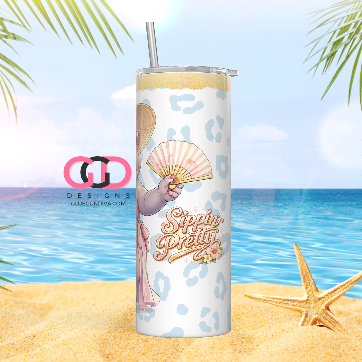 Sippin Pretty-   Digital tumbler wrap for 20 oz skinny straight tumbler