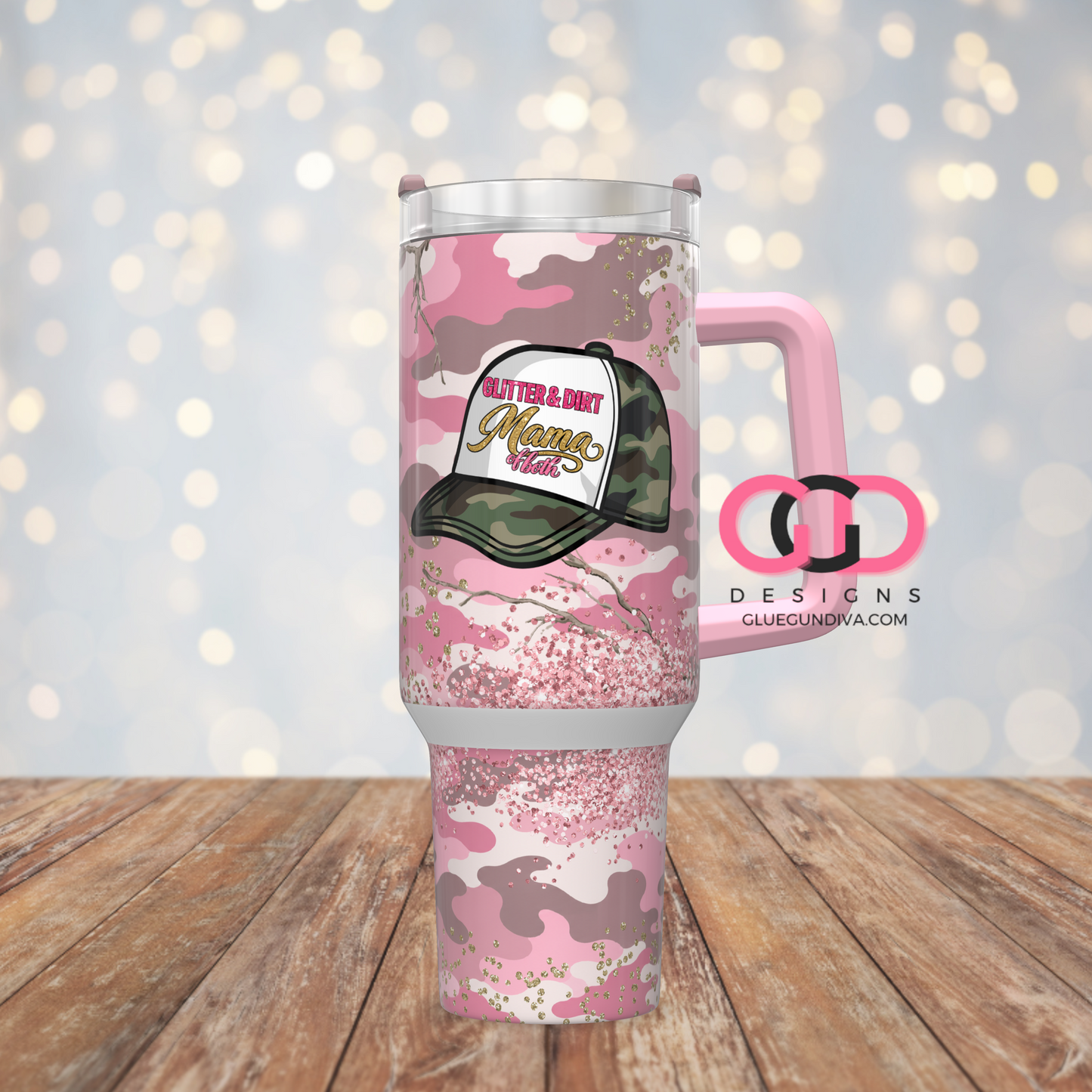 Camo Glitter and Dirt -  Digital tumbler wrap for 40 oz tumbler