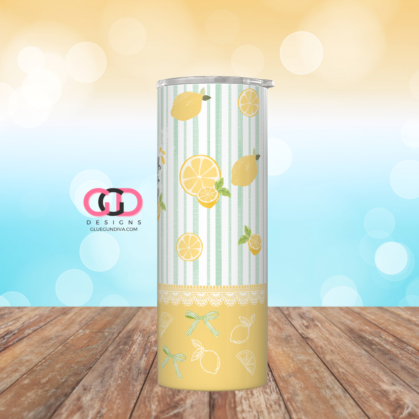 Easy Peasy Lemon Squeezy-  Digital tumbler wrap for 20 oz skinny straight tumbler
