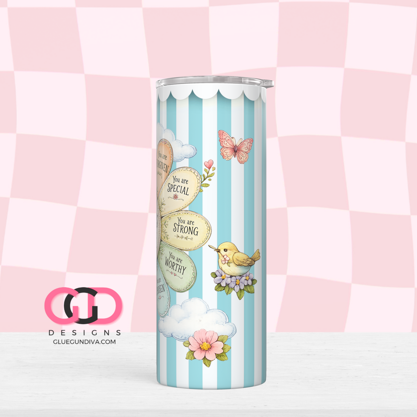 God Says You Are in Pastels-   Digital tumbler wrap for 20 oz skinny straight tumbler