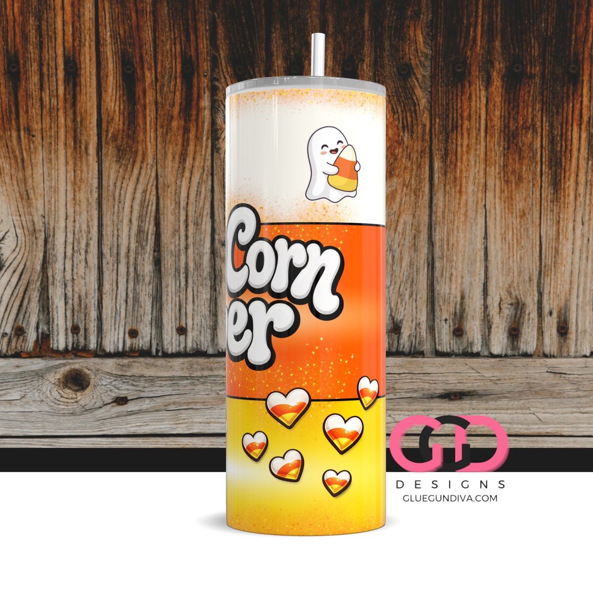 Candy Corn Lover -  Digital tumbler wrap for 20 oz skinny straight tumbler