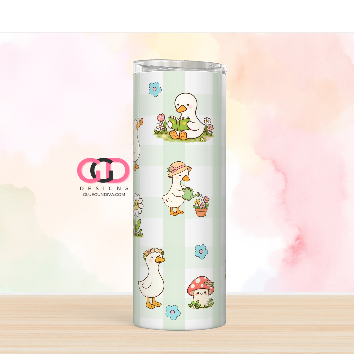 Spring Silly Goose -   Digital tumbler wrap for 20 oz skinny straight tumbler