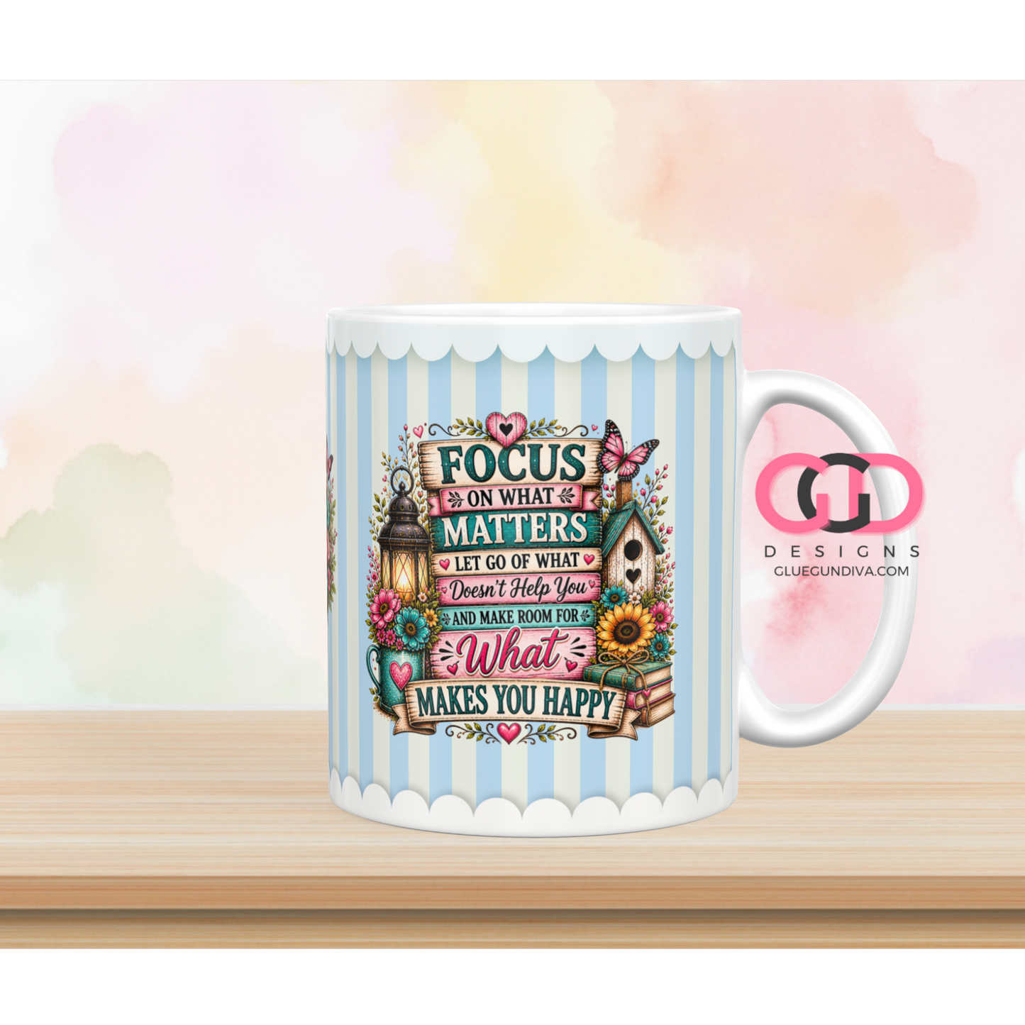 Focus on What Matters - Digital mug wrap for 11 and 15 oz